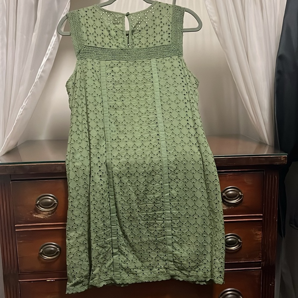 Gap Women's Size Small Green Eyelet Shift Pattern Dress With Pockets - Picture 5 of 12